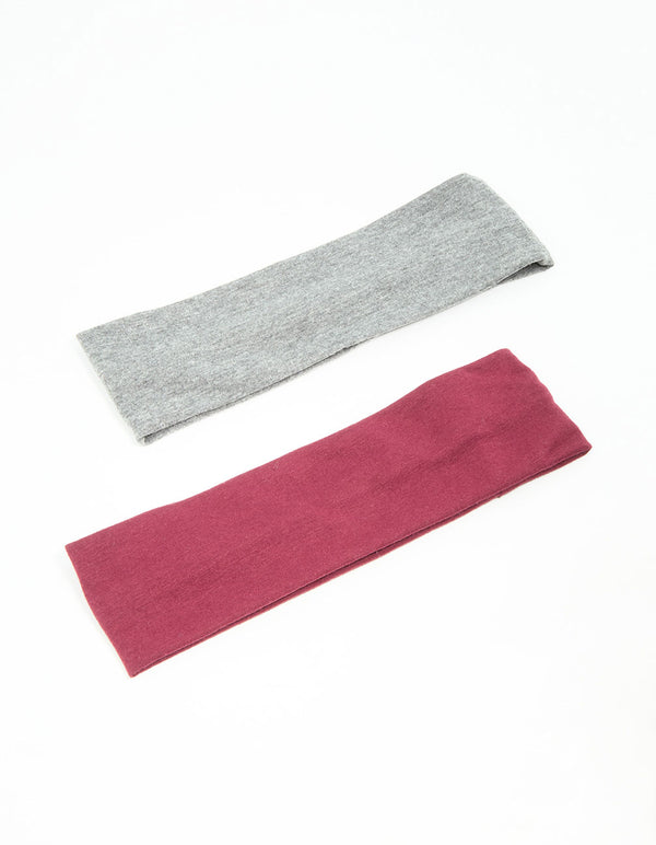 Red & Grey Fabric Stretch Headbands 2-Pack