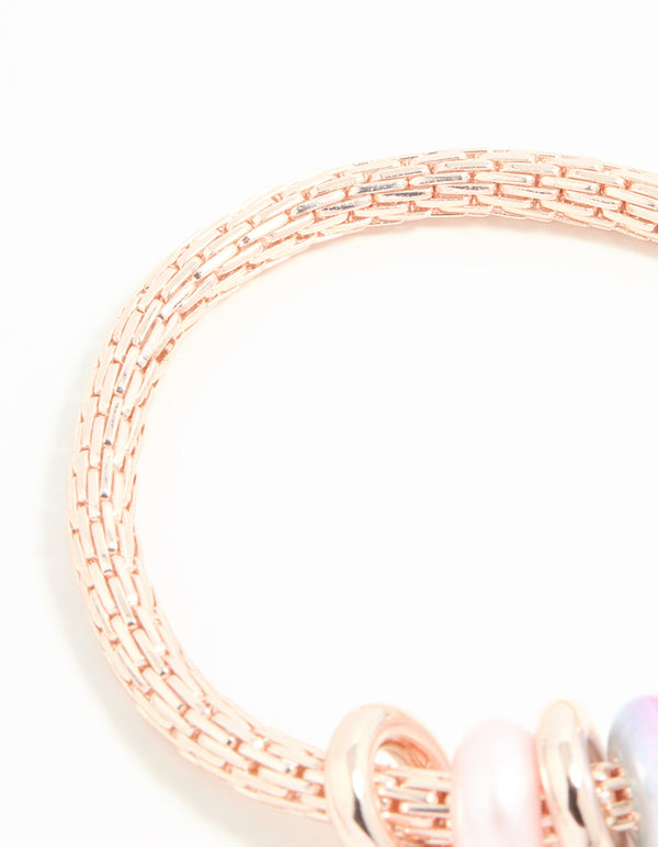 Kids Rose Gold Unicorn Stretch Bracelet & Ring Set