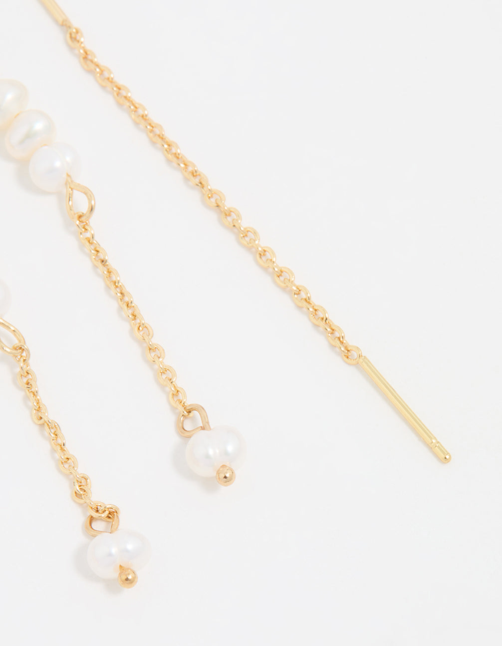 Gold Plated Freshwater Pearl Drop Threader Earrings