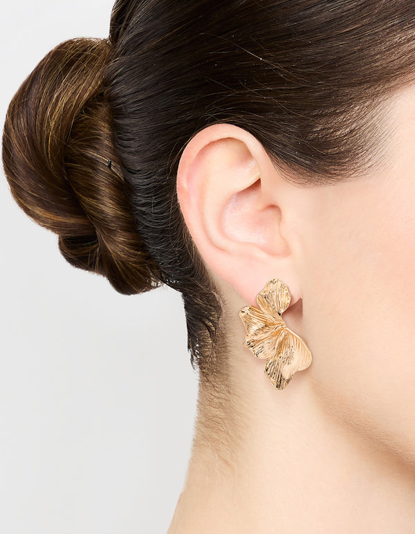 Gold Plated Leaf Stud Earrings