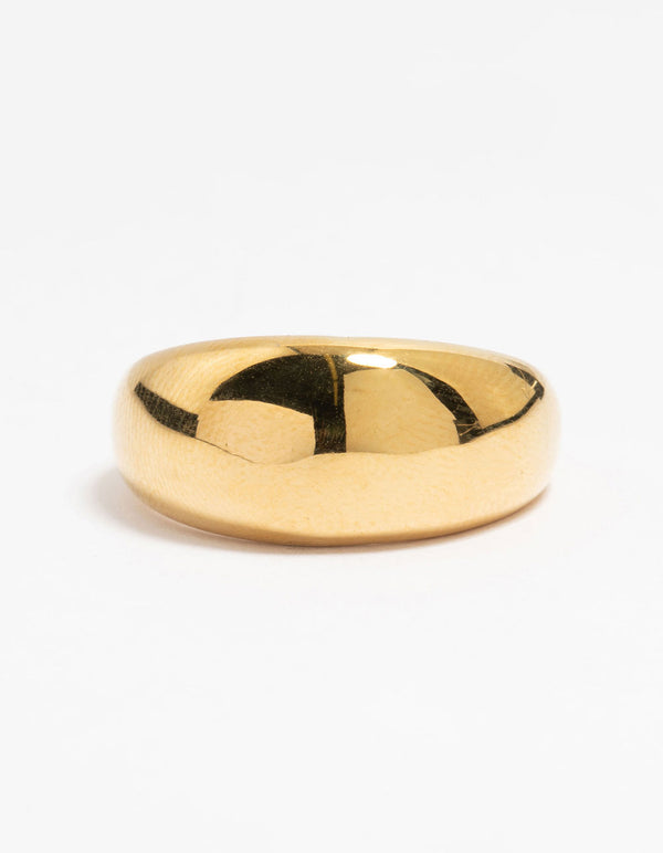 Waterproof Gold Plated Stainless Steel Thick Signet Ring