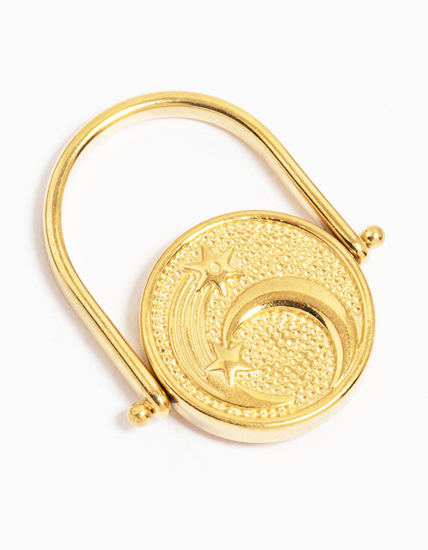 Waterproof Gold Plated Surgical Steel Coin Twist Ring
