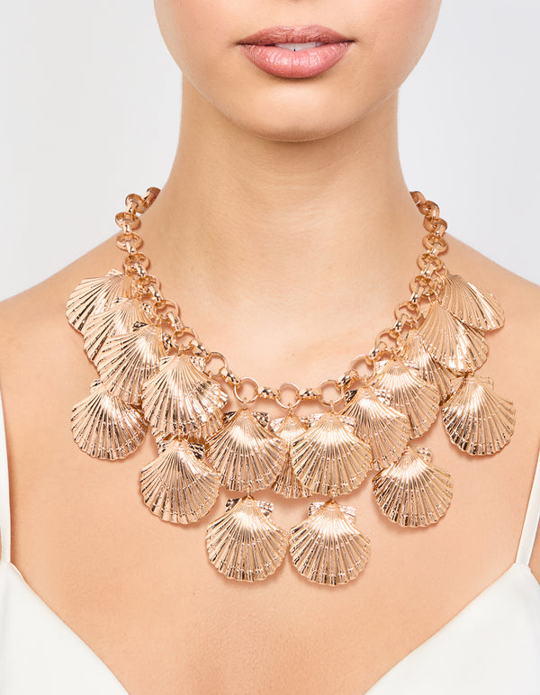 Gold Shell Statement Necklace