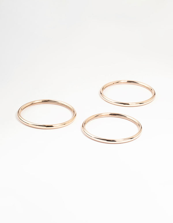 Rose Gold Smooth Bangles 3-Pack