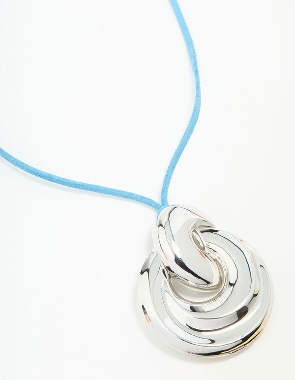 Silver Cord Knotted Pendant Necklace