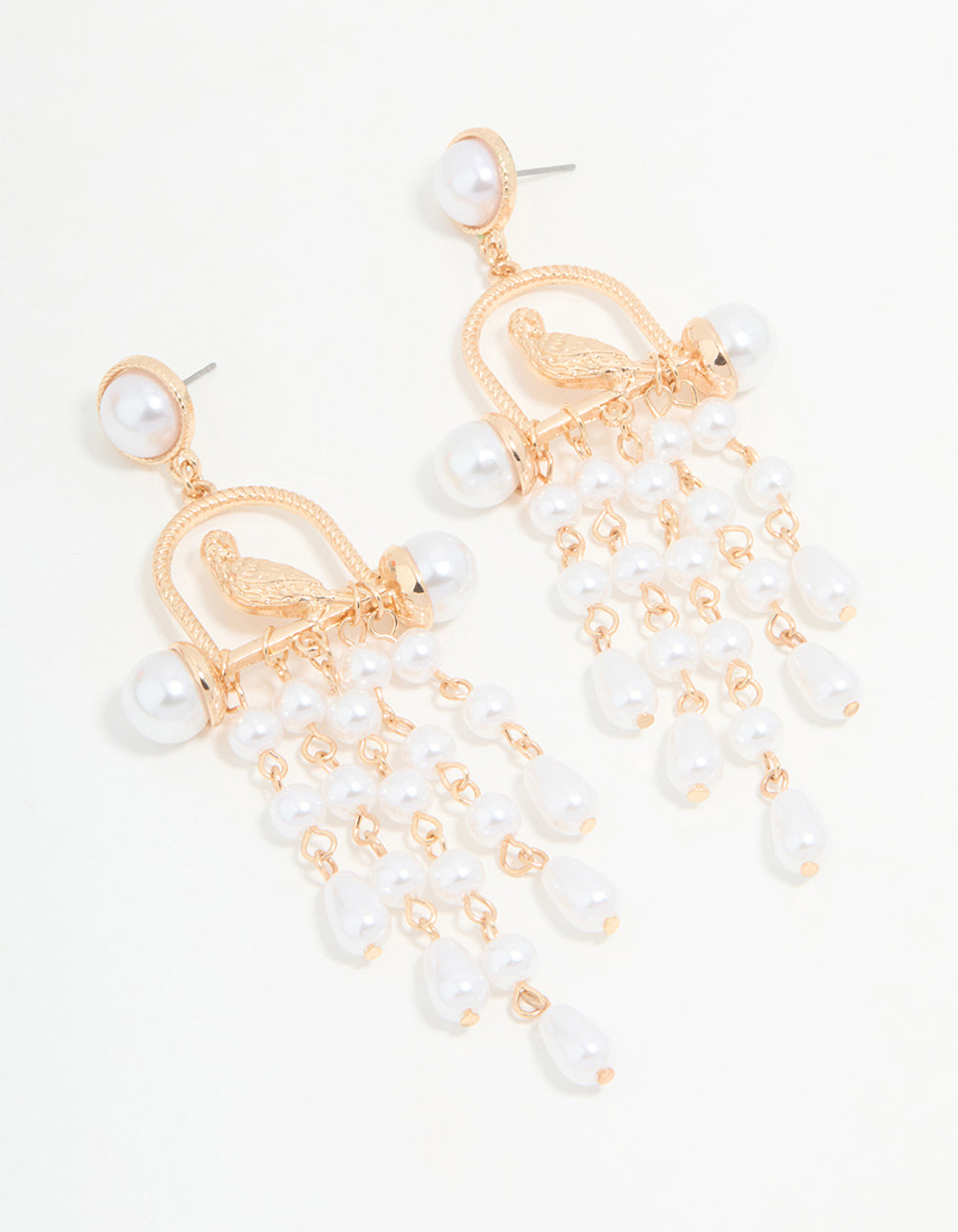 Rose Gold Pearl Beaded Waterfall Drop Earrings