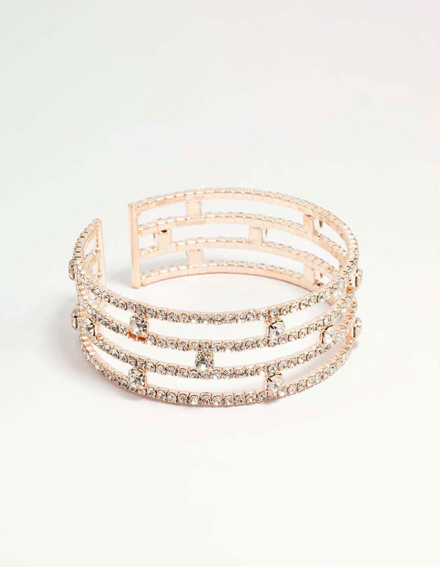 Rose Gold Cupchain Layered Wrist Cuff