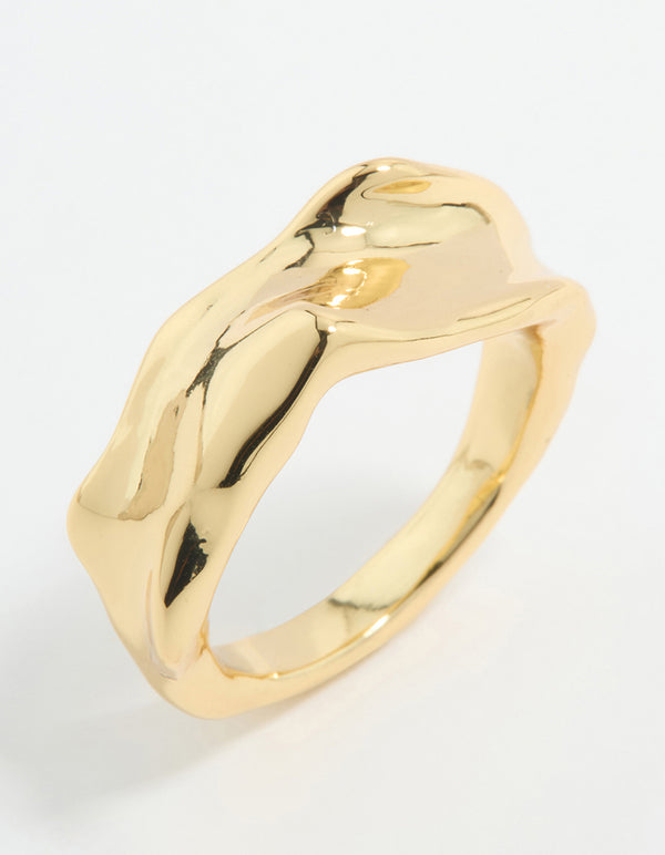 Gold Plated Textured Band Ring