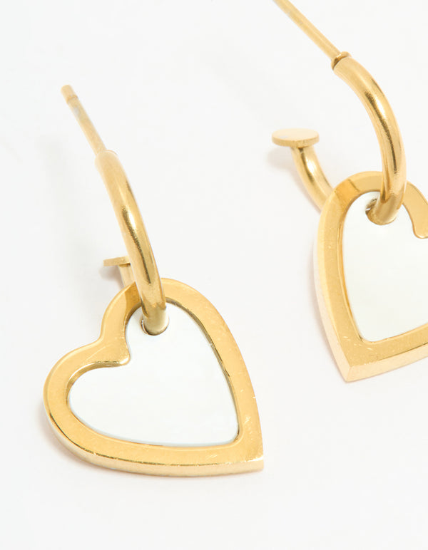 Waterproof Gold Plated Stainless Steel Lovely Heart Earrings