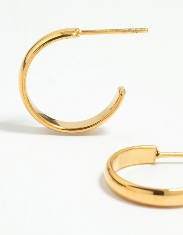 Waterproof Gold Plated Stainless Steel Cross Hoop Earrings 2-Pack