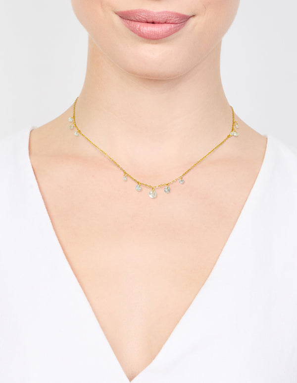 Waterproof Gold Plated Stainless Steel Cubic Zirconia Charms Necklace