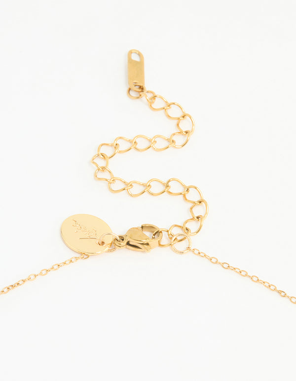 Waterproof Gold Plated Stainless Steel Cubic Zirconia Heart Floral Pendant Necklace