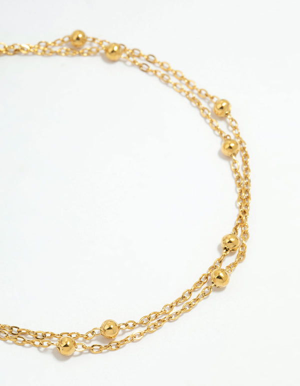 Waterproof Gold Plated Stainless Steel Ball Anklet
