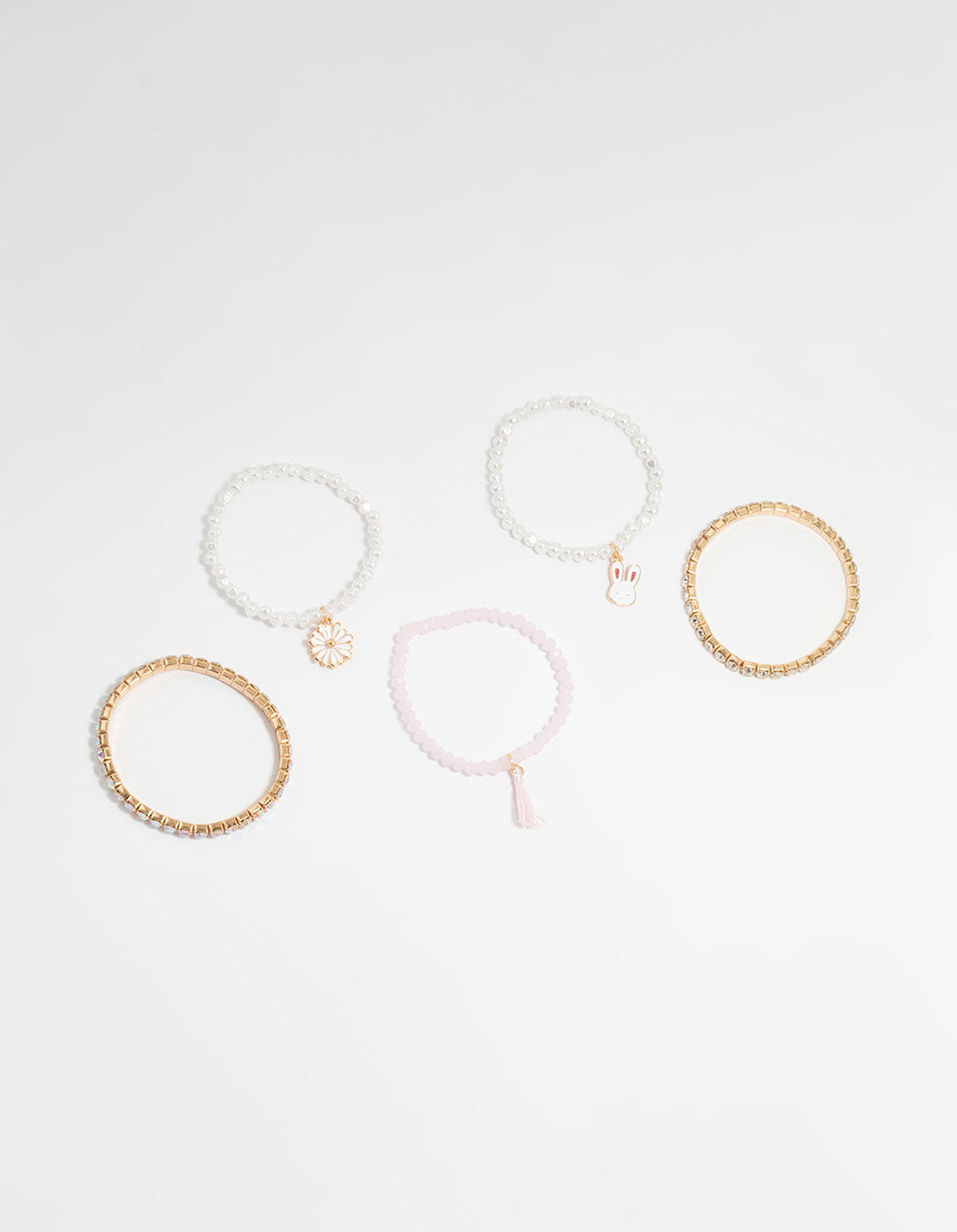Kids Gold Cupchain & Bunny Bracelets 5-Pack