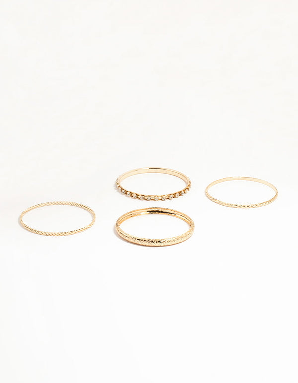 Gold Mixed Textured Bangles 4-Pack
