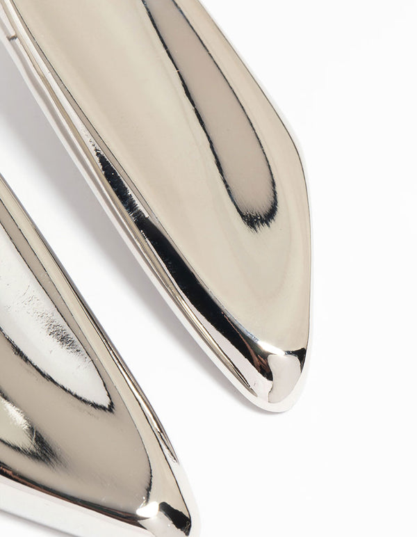 Silver Large Curved Drop Earrings
