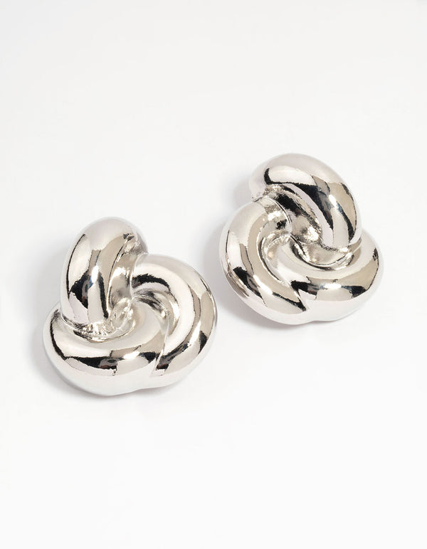 Silver Knotted Stud Earrings