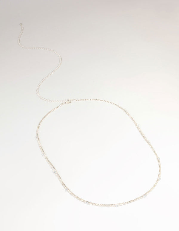 Silver Diamante Cupchain Waist Chain