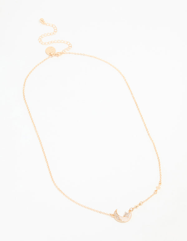 Gold Celestial Moon Pendant Necklace