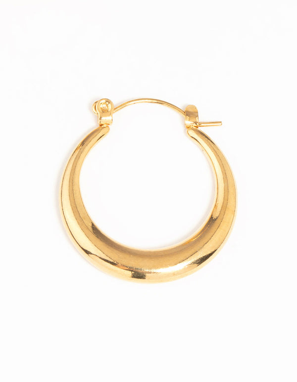 Waterproof Gold Plated Stainless Steel Crescent Hoop Earrings 18 MM