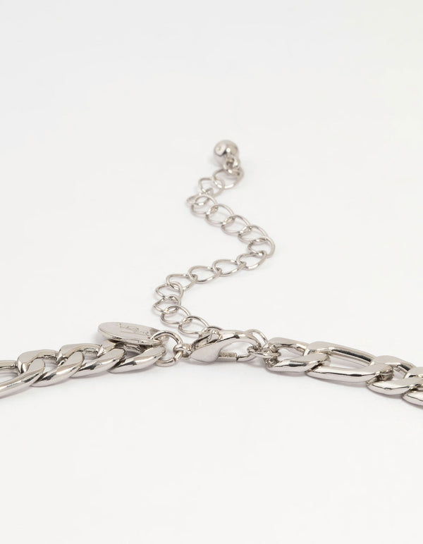 Silver Bow & Heart Charm Necklace