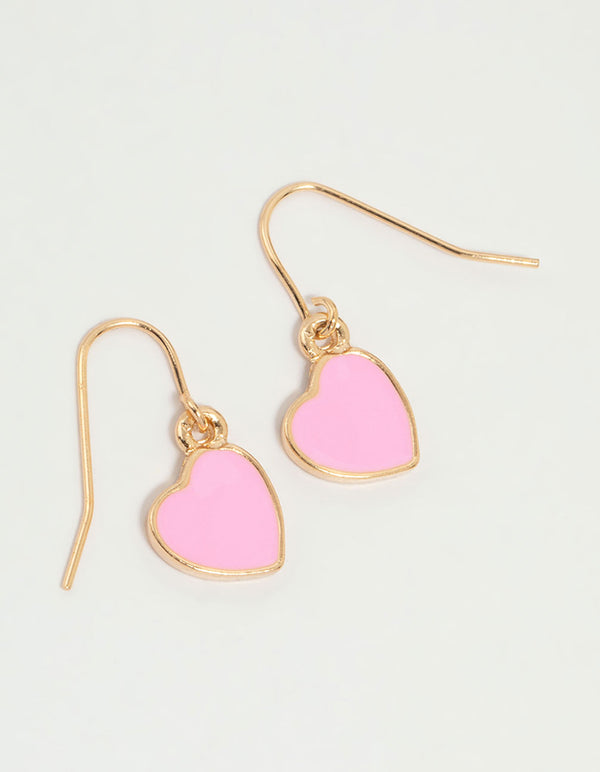 Kids Gold Toadstool Heart Drop Earrings 3-Pack