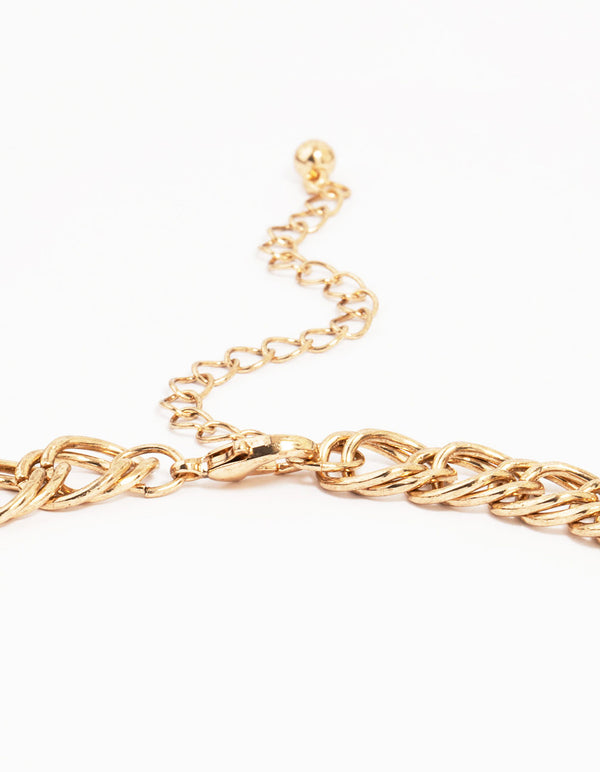 Antique Gold Black Metallic Cross Charm Necklace