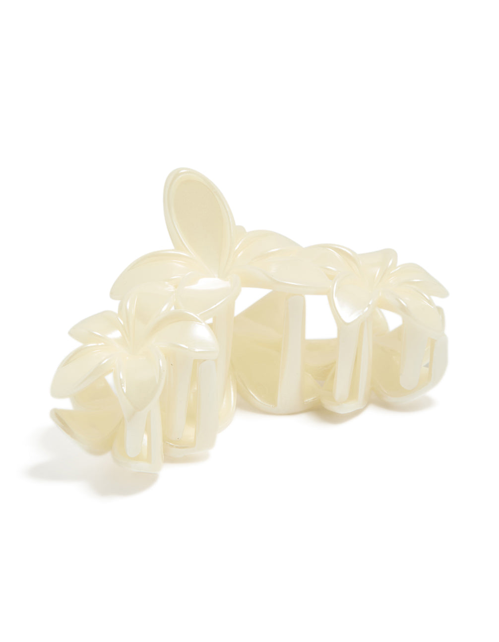 Cream Frangipani Flowers Hair Claw Clip