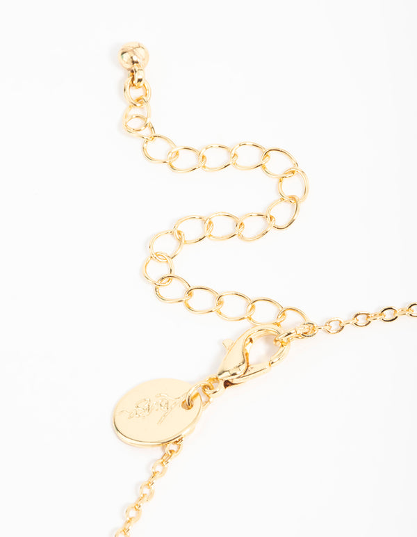 Gold Triple Coin Heart Necklace
