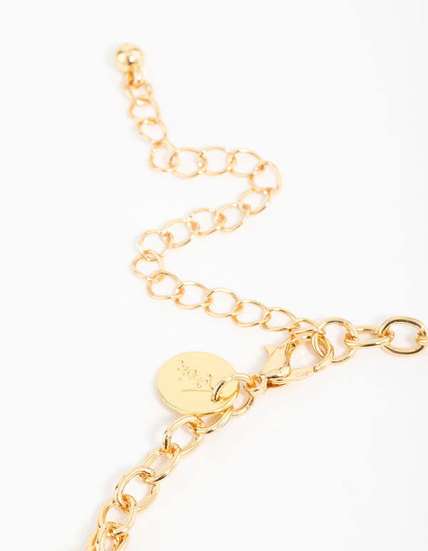 Gold Heart & Moon Charm Necklace