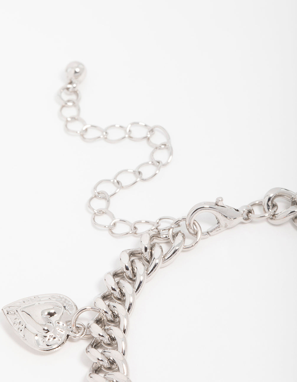 Silver Chunky Heart Charm Bracelet