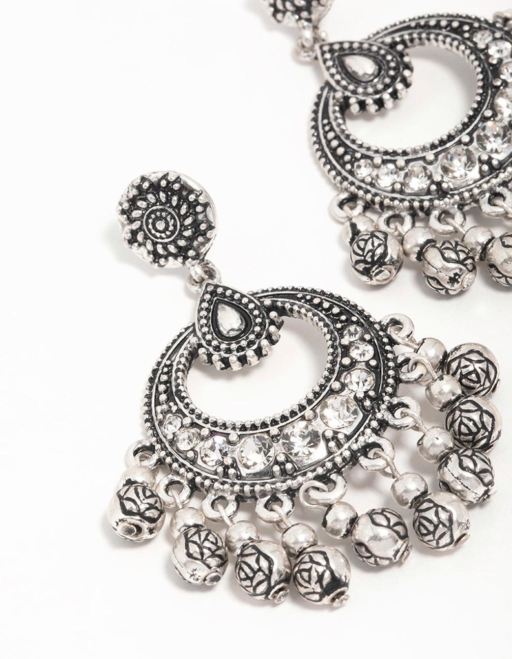 Antique Silver Patterned Drop Earrings