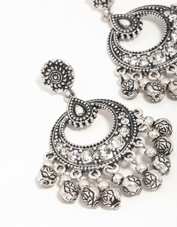 Antique Silver Patterned Drop Earrings