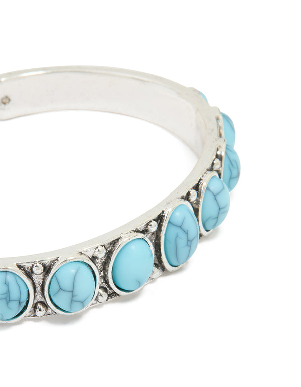 Silver Turquoise Stone Wrist Cuff