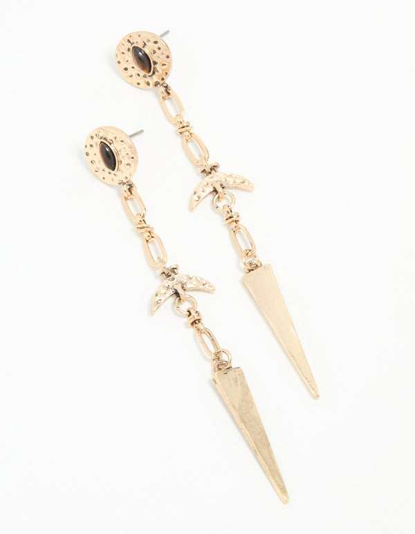 Gold Dagger Drop Earrings