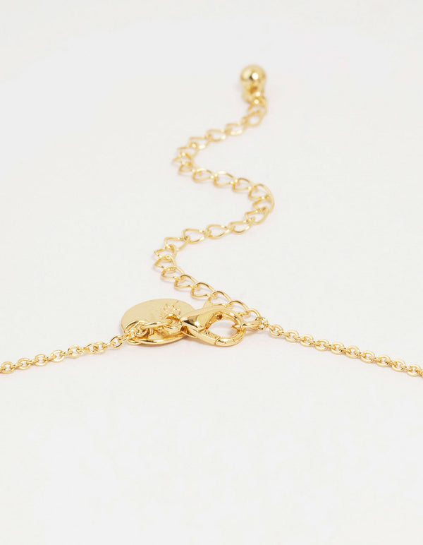 Gold Plated Brass Cubic Zirconia Marquise Cross Pendant Necklace