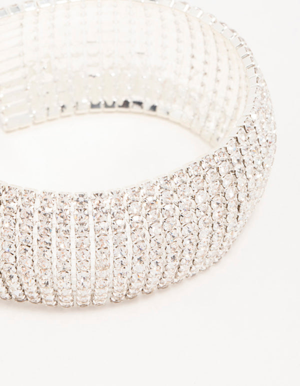 Silver Diamante Thick Cupchain Bracelet