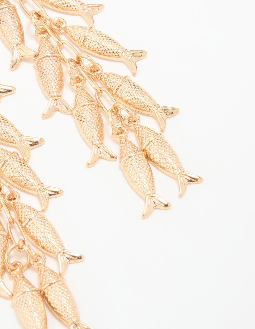 Gold Tassel Sardine Drop Earrings
