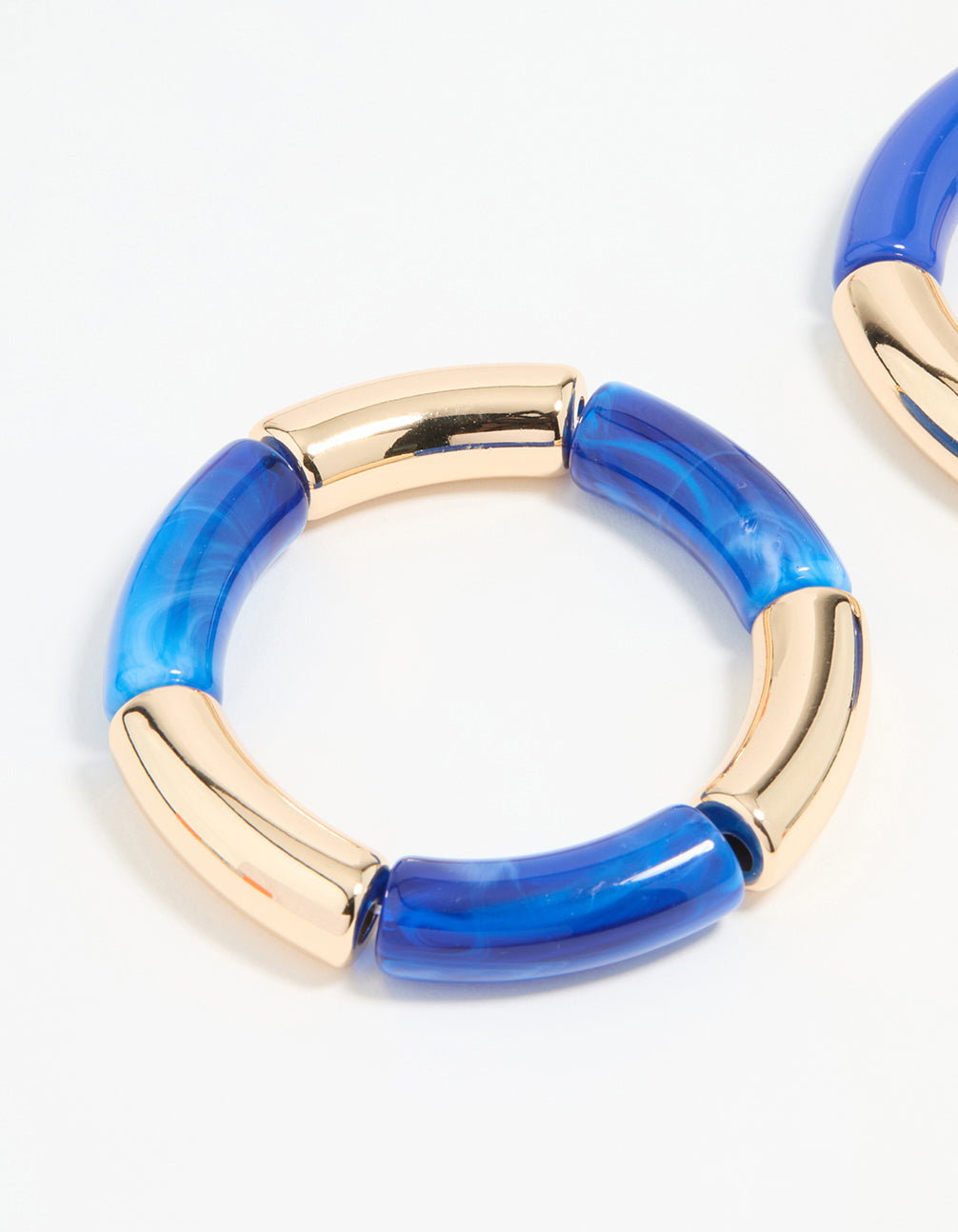 Gold Blue Acrylic Stretch Bangles 2-Pack
