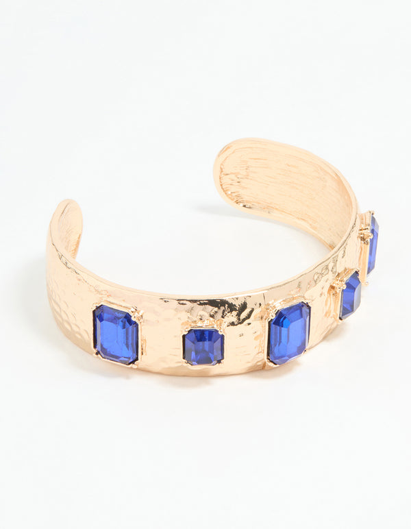 Gold Blue Stone Wrist Cuff