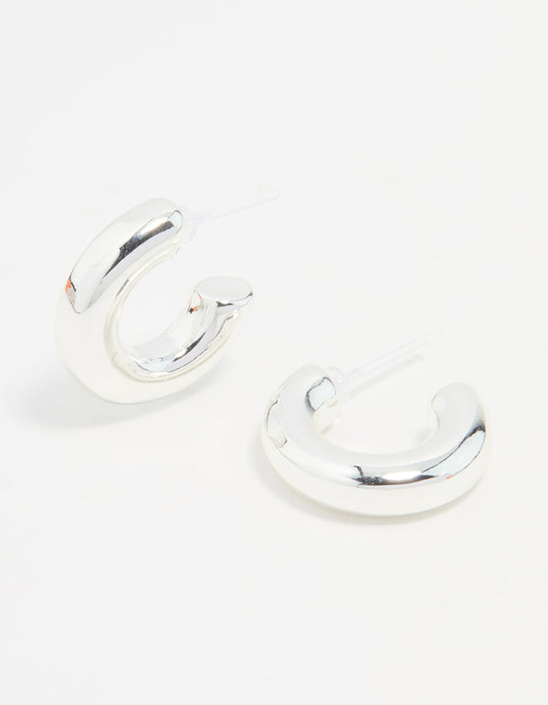 Silver Small Smooth Hoop Earrings