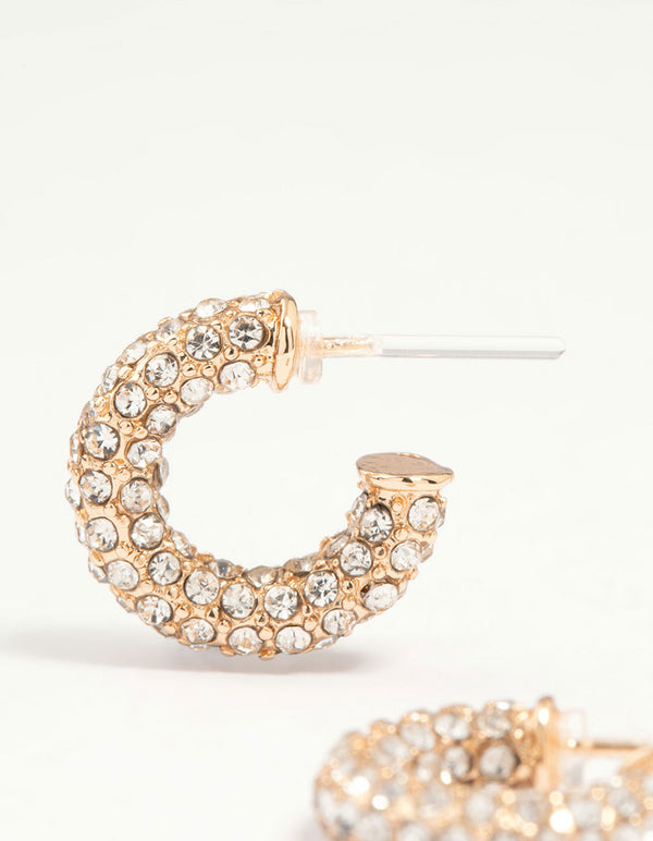 Gold Diamante Hoop Earrings