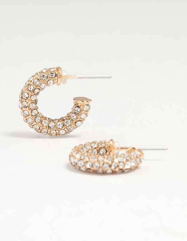Gold Diamante Hoop Earrings