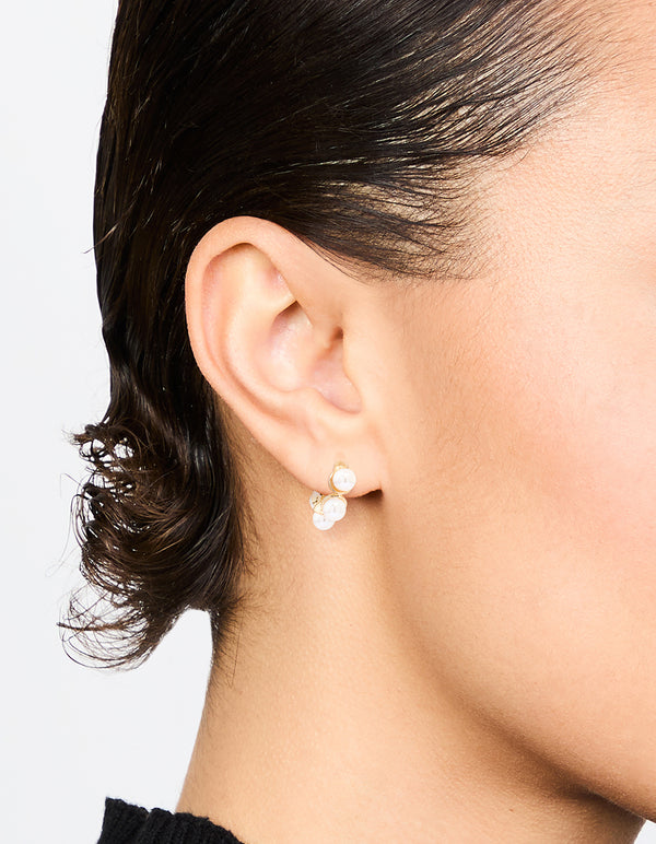 Gold Mini Pearl Hoop Earrings