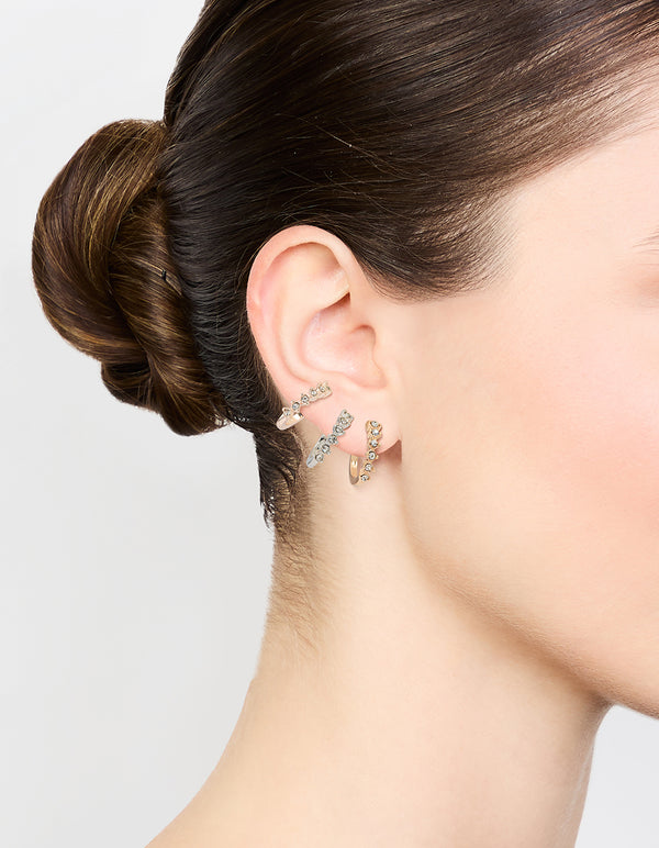 Mixed Metal Diamante Hoop Earrings 3-Pack