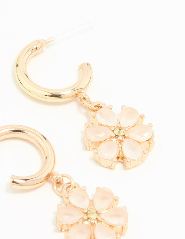 Gold Floral Hoop Earrings