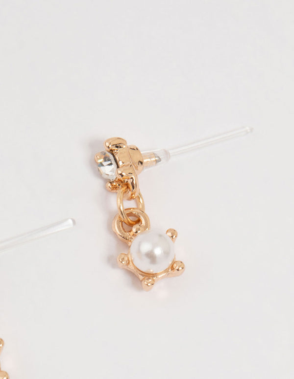 Gold Celestial Stud Earrings 4-Pack