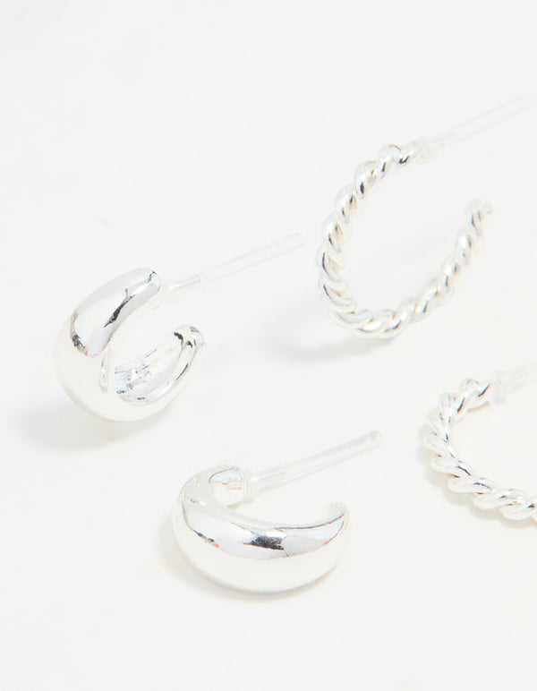 Silver Mixed Hoop Earrings 3-Pack