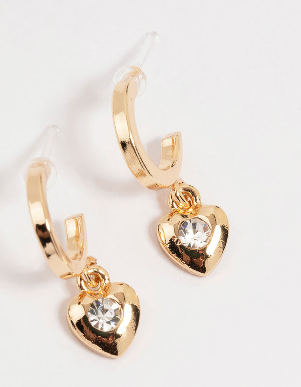 Gold Diamante Heart Mixed Stud Earrings 4-Pack