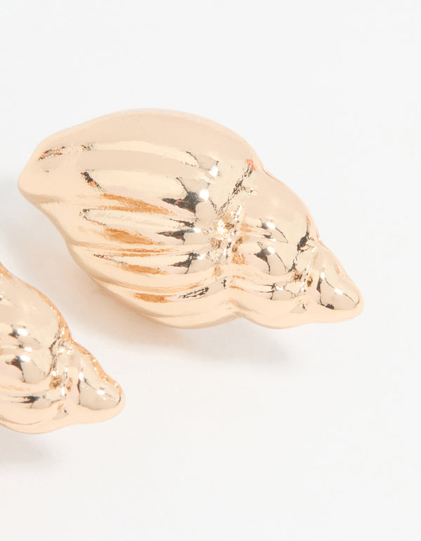 Gold Shell Stud Earrings